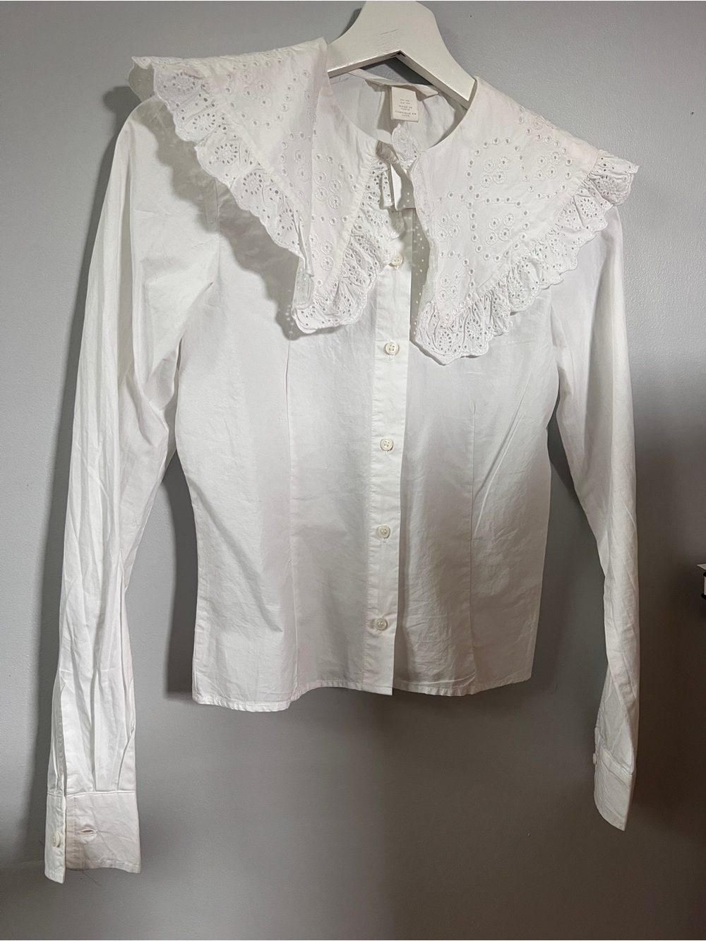 H&M White Eyelet Collar Button-Down Shirt